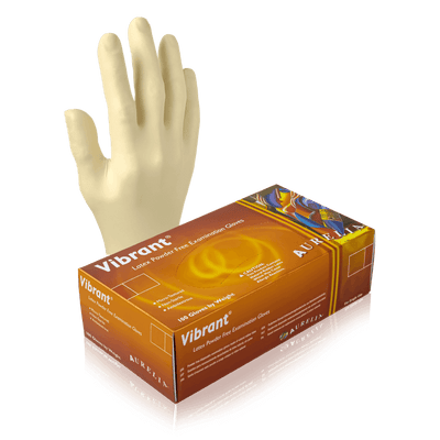 Aurelia Vibrant Latex Gloves, Powder Free, Full Micro-Texture - 10bx/Case