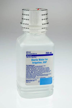 Irrigation Solution Sterile Water for Irrigation Not for Injection Bottle 250 mL | SurgiMac Dental Supply