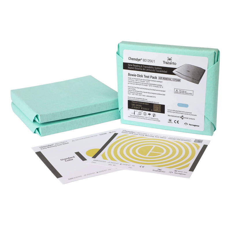 Bowie-Dick Test Pack Chemical Indicator With Warning Sheet, 20Tests/Bx BD125X/1