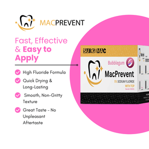 SurgiMac 5% Sodium Fluoride Varnish with TCP, Bubblegum, 0.4ml unit, MacPrevent | SurgiMac Dental Supply