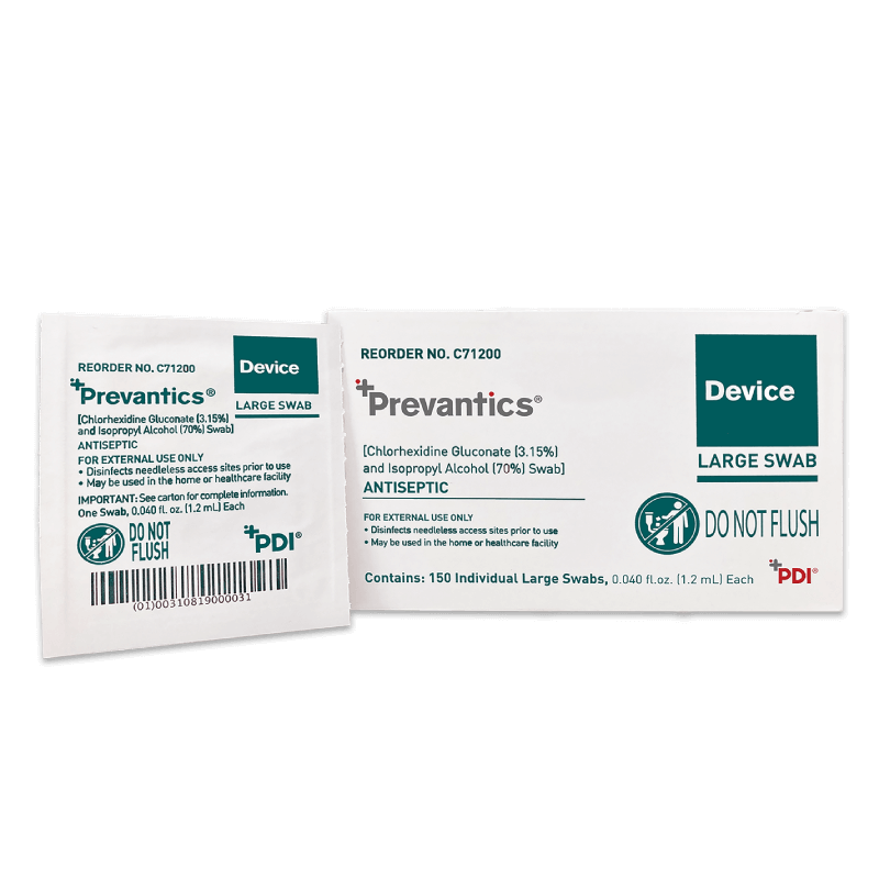 Device Swab Prevantics 3.15% / 70% Strength CHG (Chlorhexidine Gluconate) / Isopropyl Alcohol Individual Packet NonSterile B19600