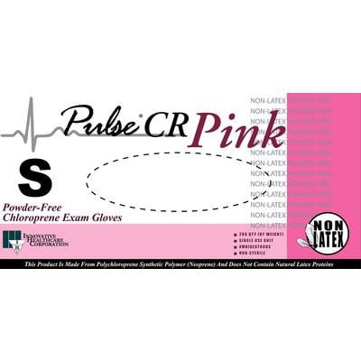 Innovative Healthcare Pulse CR Chloroprene Exam Gloves, Small, 200/Bx, Powder-Free, Textured, Pink