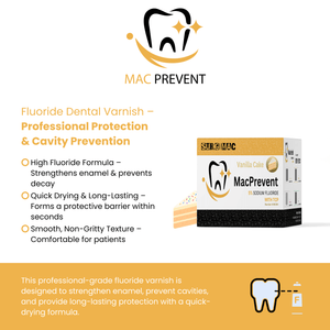 SurgiMac 5% Sodium Fluoride Varnish with TCP, Vanilla, 0.4ml unit, MacPrevent | SurgiMac Dental Supply