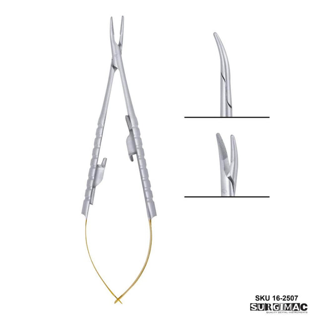 SurgiMac 7" Castroviejo Needle Holder, Curved Tips, TC, Stainless Steel, Air Series, 1/Pk 16-2507