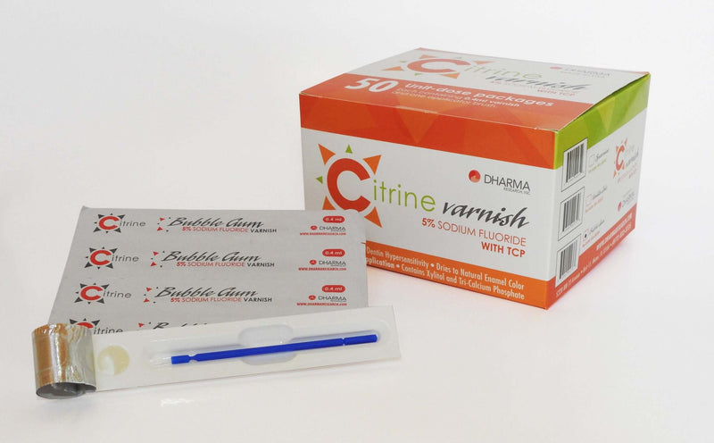 Citrine Sodium Fluoride Dental Varnish 5% - 200 x 0.4ml, Smooth Non-Mixing Formula for Sensitivity Relief | SurgiMac Dental Supply
