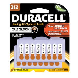 Duracell Hearing Aid Battery, Zinc Air, Size 312, 16pk | SurgiMac Dental Supply