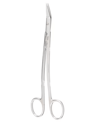 Miltex 6.75" Curved Dean surgical scissors with one serrated Blade and sharp tip | SurgiMac Dental Supply