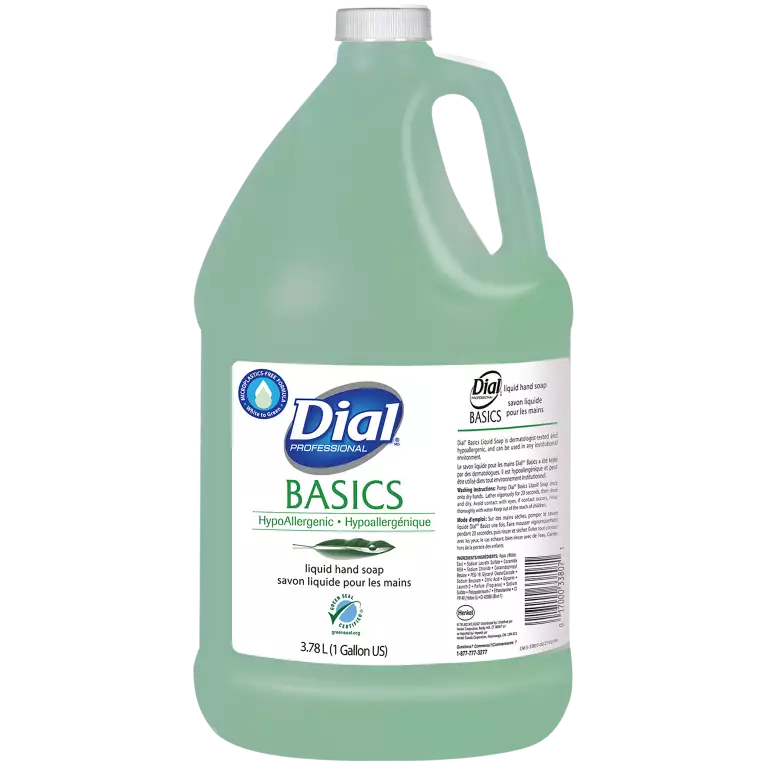 Dial Professional Basics Hypoallergenic Liquid Hand Soap, 1 Gallon Refill (Pack of 4) | SurgiMac Dental Supply