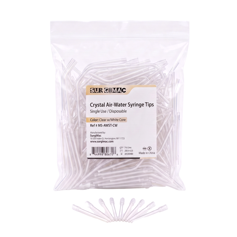 SurgiMac Crystal Air-Water Syringe Tips, Clear w/White Core, MacSafe, 250/Pk, 50pk/Case