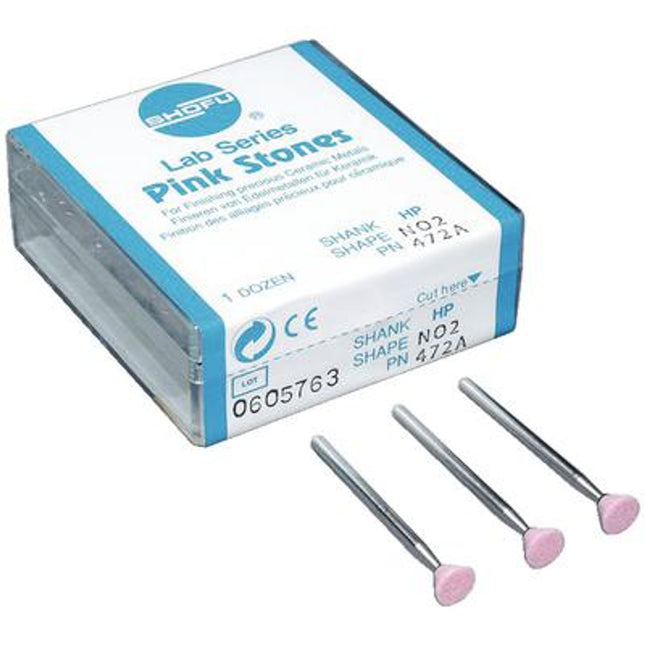 Shofu Dental | Lab Series Stone, #1 Shape, ISO #040, HP, Pink, 12/pk | 471A