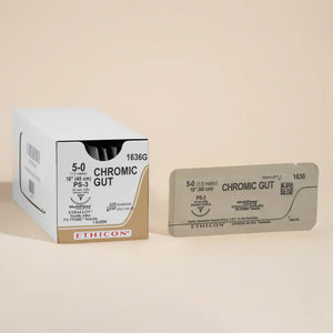 Ethicon 5/0, 18" Chromic Gut, 18" PS-3, Absorbable Suture with Precision Point Reverse | SurgiMac Dental Supply