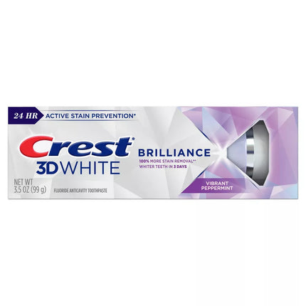 Crest 3D White Brilliance Toothpaste, Vibrant Peppermint, 3.5 oz Tube, 24/cs