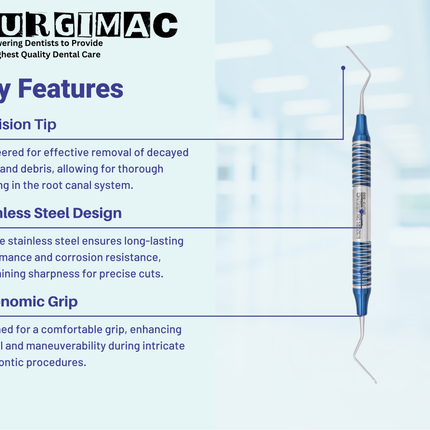 SurgiMac #31L Endodontic Excavator, Double Ended, Blue, Stainless Steel, Air Series, 1/Pk