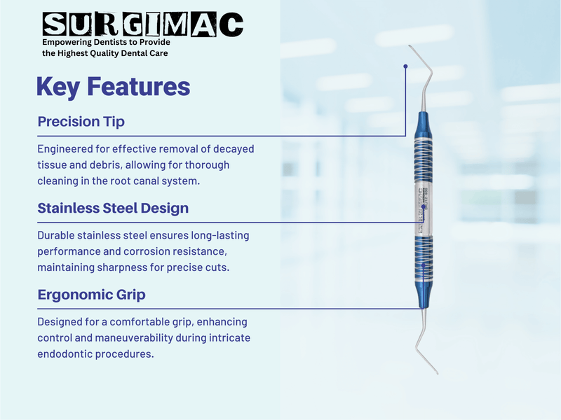 SurgiMac #31L Endodontic Excavator, Double Ended, Blue, Stainless Steel, Air Series, 1/Pk 12-930