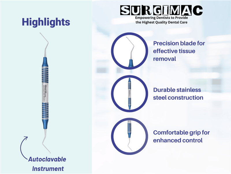 SurgiMac #31L Endodontic Excavator, Double Ended, Blue, Stainless Steel, Air Series, 1/Pk 12-930