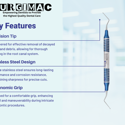 #32L Endodontic Excavator, Double Ended, Blue, Stainless Steel, Air Series, 1/Pk