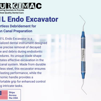 SurgiMac #31L Endodontic Excavator, Double Ended, Blue, Stainless Steel, Air Series, 1/Pk