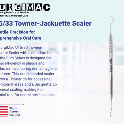 SurgiMac U15/30 Towner-Jacquette Scaler with Standard Handle, Stainless Steel, Slim Series, 1/Pk.