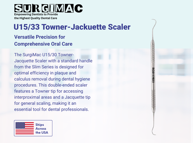 SurgiMac U15/30 Towner-Jacquette Scaler with Standard Handle, Stainless Steel, Slim Series, 1/Pk.