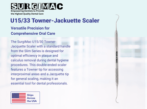 SurgiMac U15/30 Towner-Jacquette Scaler with Standard Handle, Stainless Steel, Slim Series, 1/Pk. 11-623s