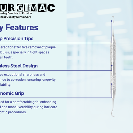 SurgiMac #U15/33 Towner-Jacquette Scaler, Double Ended, Stainless Steel, Hexa Series, 1/Pk