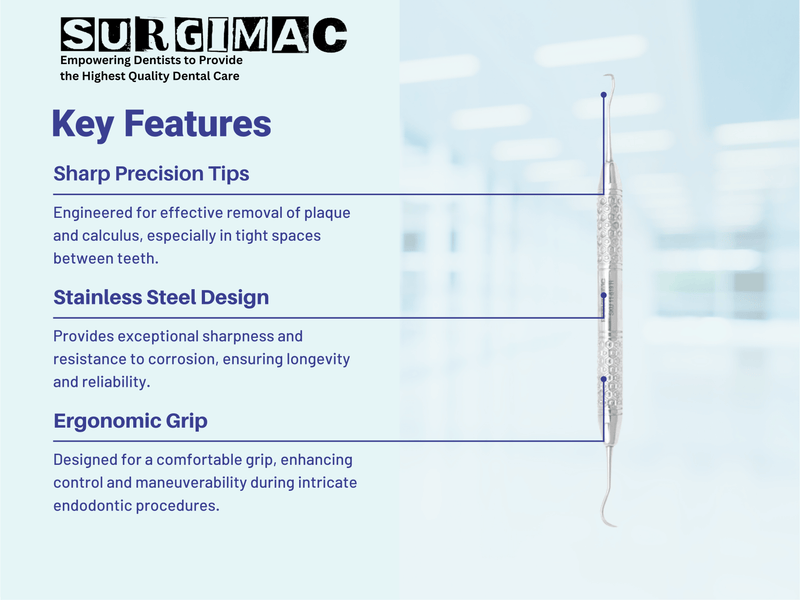 SurgiMac #U15/33 Towner-Jacquette Scaler, Double Ended, Stainless Steel, Hexa Series, 1/Pk | SurgiMac Dental Supply