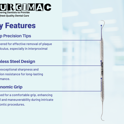 SurgiMac U15/30 Towner-Jacquette Scaler with Standard Handle, Stainless Steel, Slim Series, 1/Pk.