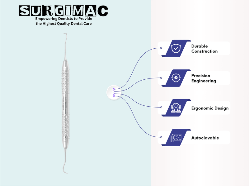 SurgiMac #U15/33 Towner-Jacquette Scaler, Double Ended, Stainless Steel, Hexa Series, 1/Pk | SurgiMac Dental Supply