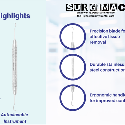 SurgiMac #U15/33 Towner-Jacquette Scaler, Double Ended, Stainless Steel, Hexa Series, 1/Pk