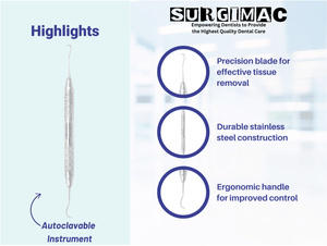 SurgiMac #U15/33 Towner-Jacquette Scaler, Double Ended, Stainless Steel, Hexa Series, 1/Pk | SurgiMac Dental Supply