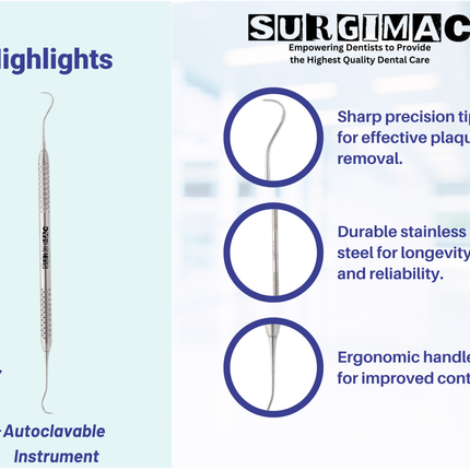 SurgiMac U15/30 Towner-Jacquette Scaler with Standard Handle, Stainless Steel, Slim Series, 1/Pk.