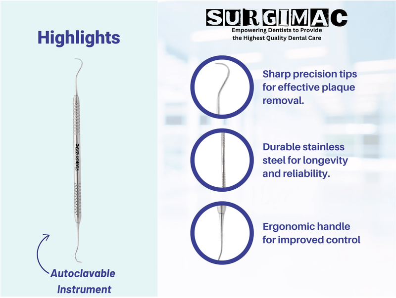 SurgiMac U15/30 Towner-Jacquette Scaler with Standard Handle, Stainless Steel, Slim Series, 1/Pk. 11-623s