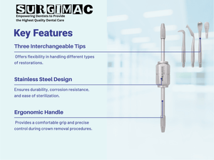 Morrell Crown Remover with 3 Attachable Points, Stainless Steel, Air Series, 1/Pk 13-1176