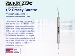 SurgiMac #Gracey 1/2 Curette, Double Ended, Stainless Steel, Pro Series, 1/Pk | SurgiMac Dental Supply