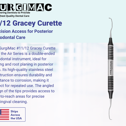 SurgiMac #11/12 Gracey Curette, Double Ended, Stainless Steel, Air Series, 1/Pk