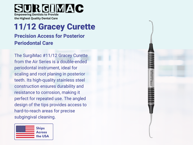 11/12 Gracey Curette, Double Ended, (TiN) Coated Stainless Steel, Air Series, 1/Pk