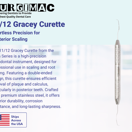 11/12 Gracey Curette, Double Ended, Stainless Steel, Hexa Series, 1/Pk