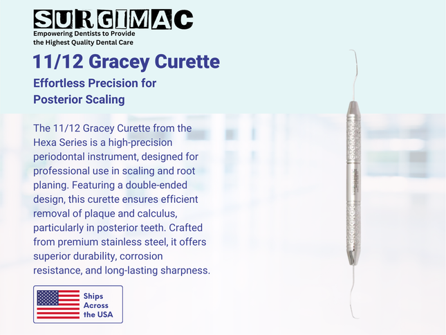 11/12 Gracey Curette, Double Ended, Stainless Steel, Hexa Series, 1/Pk