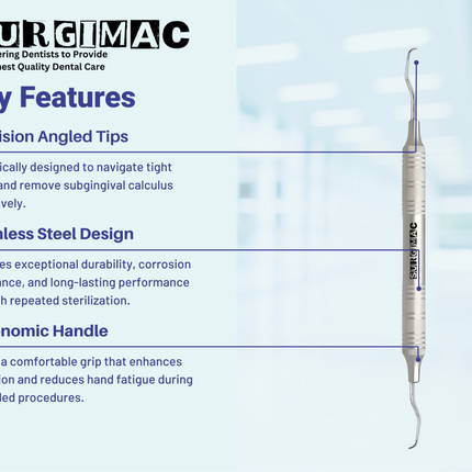 SurgiMac #Gracey 1/2 Curette, Double Ended, Stainless Steel, Pro Series, 1/Pk