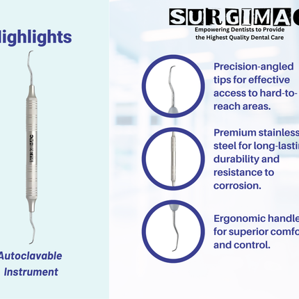 SurgiMac #Gracey 1/2 Curette, Double Ended, Stainless Steel, Pro Series, 1/Pk