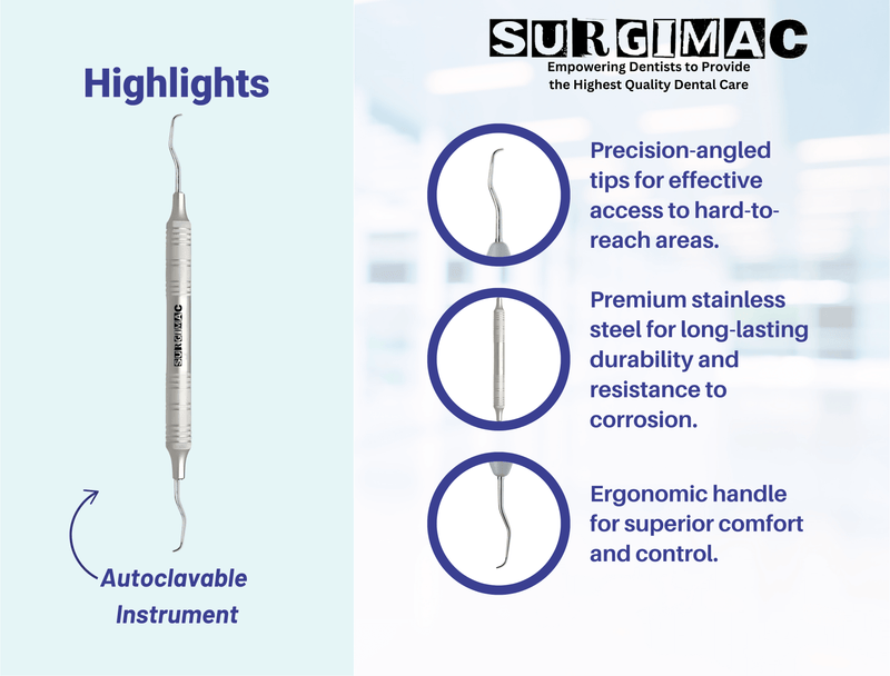 SurgiMac #Gracey 1/2 Curette, Double Ended, Stainless Steel, Pro Series, 1/Pk | SurgiMac Dental Supply