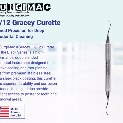 SurgiMac #Gracey 11/12 Curette, Double Ended, Stainless Steel, Black Series, 1/Pk