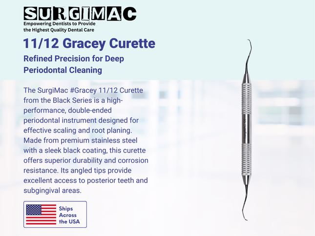 SurgiMac #Gracey 11/12 Curette, Double Ended, Stainless Steel, Black Series, 1/Pk