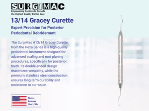SurgiMac #13/14 Gracey Curette, Double Ended, Stainless Steel, Hexa Series, 1/Pk | SurgiMac Dental Supply