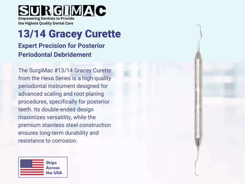 SurgiMac #13/14 Gracey Curette, Double Ended, Stainless Steel, Hexa Series, 1/Pk | SurgiMac Dental Supply
