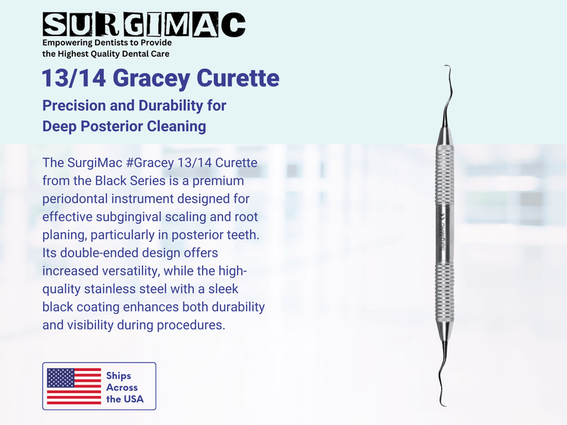 SurgiMac #Gracey 13/14 Curette, Double Ended, Stainless Steel, Black Series, 1/Pk | SurgiMac Dental Supply