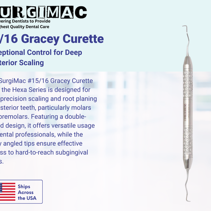 SurgiMac #15/16 Gracey Curette, Double Ended, Stainless Steel, Hexa Series, 1/Pk