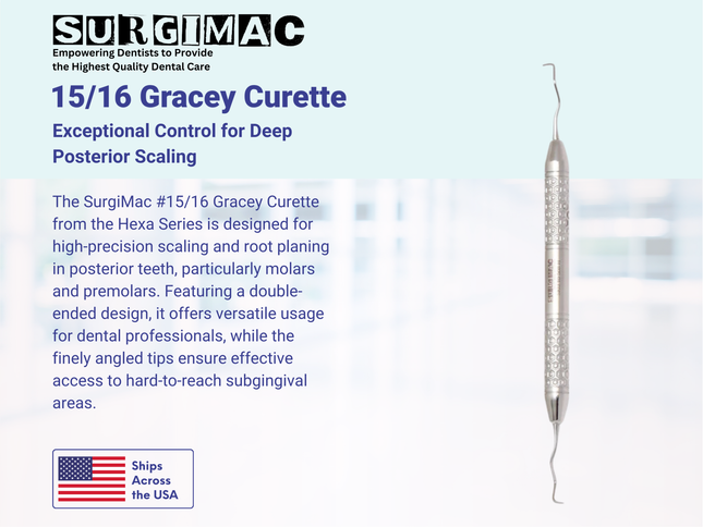 SurgiMac #15/16 Gracey Curette, Double Ended, Stainless Steel, Hexa Series, 1/Pk