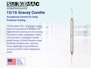 SurgiMac #15/16 Gracey Curette, Double Ended, Stainless Steel, Hexa Series, 1/Pk | SurgiMac Dental Supply