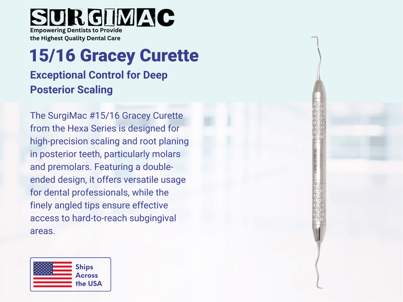 SurgiMac #15/16 Gracey Curette, Double Ended, Stainless Steel, Hexa Series, 1/Pk | SurgiMac Dental Supply
